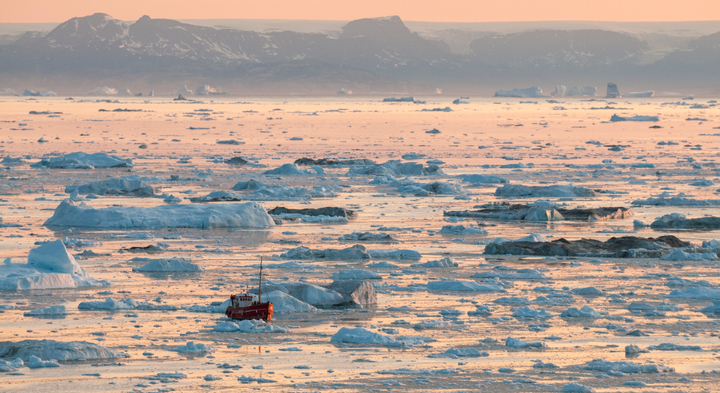 Forskerne tog prøver af havbunden i 850 meters dybde i Diskobugten, som ligger ud for Ilulissat på Grønlands vestkyst.