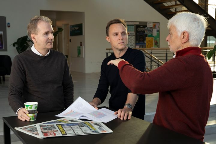 Fra venstre Mark Blach-Ørsten, Mads Kæmsgaard Eberholst og Kim Christian Schrøder. Foto: Mads Folmer, Roskilde Universitet