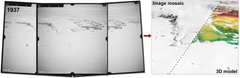 From aerial images to 3D models. Aerial images of the Taylor Glacier in East Antarctica from 1937 can be transformed into 3D models and composite image mosaics using modern image processing techniques. This gives researchers a unique opportunity to study changes in the glacier going back almost 100 years. Credit: Mads Dømgaard / Norwegian Polar Institute