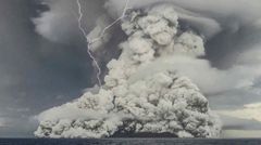 The Hunga Tonga–Hunga Ha'apai-volcanic eruption on 15 January 2022. Image taken from a video of the eruption. Source: Tonga Geological Services