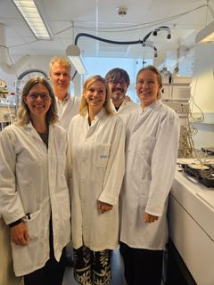 Forskerne bag NTS Analytica er (bagerst fra venstre) Jan H. Christensen, Giorgio Tomasi, (forrest fra venstre) Selina Tisler, Majbrit Hansen Dela Cruz og  Nikoline J. Nielsen, der alle er ansat på Institut for Plante- og Miljøvidenskab på Københavns Universitet.
