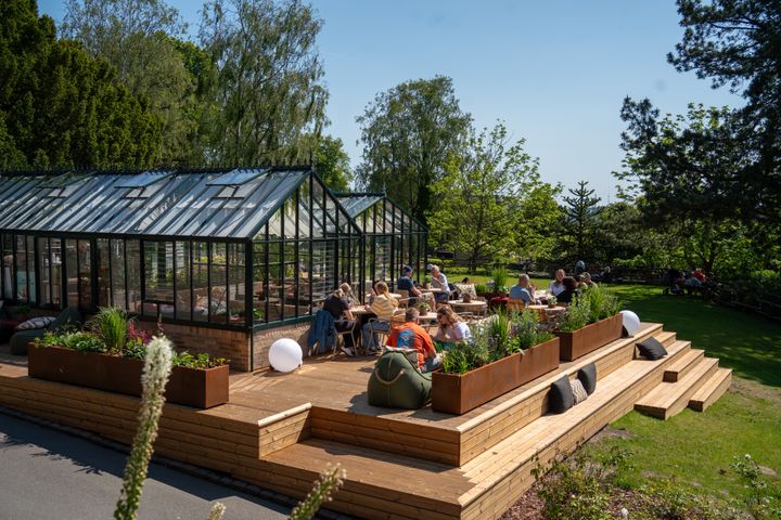 Billede af Orangeriet, Aalborg Zoos nye kaffebar, med flot træterrasse