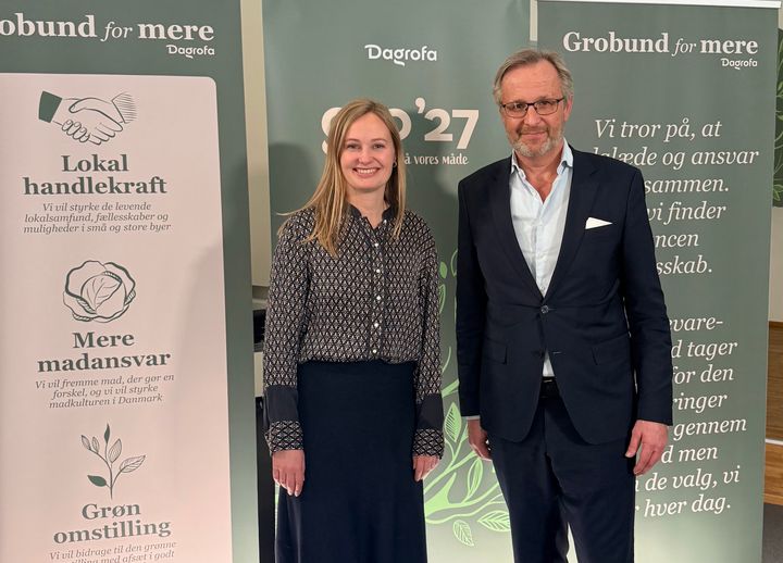 Bæredygtighedschef Tenna Skov Thorsted og koncernchef i Dagrofa, Tomas Pietrangeli, præsenterer koncernens nye samlede bæredygtighedsprogram.
