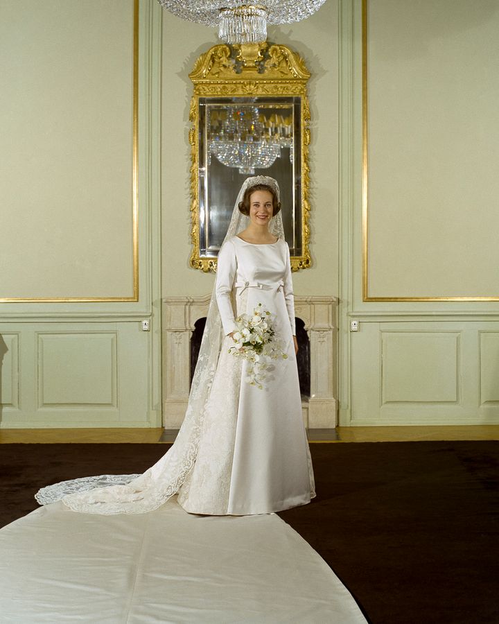 Prinsesse Benedikte fra brylluppet med Prins Richard af Sayn-Wittgenstein-Berleburg, som blev fejret på Fredensborg Slot 3. februar 1968.