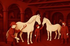 Et lille udsnit fra den filmiske fortælling, der projekteres op på Staldgårdens mure.