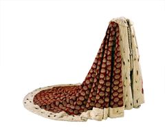 Christian 5.s salvingskåbe. Enevælden blev indført 1661, og da den første enevældige konge skulle indsættes i 1671, skulle der opfindes en helt ny ceremoni. Over salvingsdragten bar kongen en lang kåbe af mørkerødt silkefløjl. Omkring 1400 broderede guldkroner er applikeret til kåben. Kåben er derudover foret oprindeligt med hermelinsskind, men de er senere erstattet med kaninskind. Hermelin er fra gammel tid et fyrsteligt symbol, men bliver altså introduceret i Danmark under Frederik 3. og Christian 5. Christian 5.s salvingskåbe er indbegrebet af en kongekåbe.