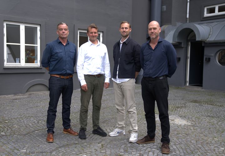 P-Secures stifter- og partnerteam - fra venstre: Lars Andreasen, CEO, Thomas Gravers, bestyrelseformand og juridisk chef, Nicklas Bo Løwe, CPO, og Glenn Jensen CCO.