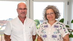 Portrætfoto af den nye afdelingsledelse for Borgernær Sundhed, cheflæge Bent Windelborg Nielsen og chefsygeplejerske Kathrine Gellert.