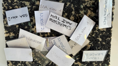 Navneskiltene, som kan benyttes under besøget i SIC, vidner om, at der er mange muligheder og faggrupper på et hospital.