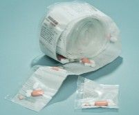 Billedet viser poser med medicin, der er pakket af robotten på Hovedapoteket i Skejby.