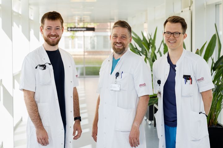 Forskerne fra AUH. Fra venstre Ole Skouvig Pedersen, Andreas Fløe Hvass og Victor Næstholt Dahl.