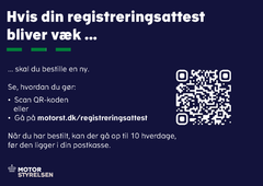 Motorstyrelsen har lanceret en vejledningsindsats, der skal minde bilejere om, at registreringsattesten er et vigtigt dokument, som de skal passe på. Indsatsen omfatter blandt andet et vejledningskort, der bliver sendt til bl.a. bilforhandlere.