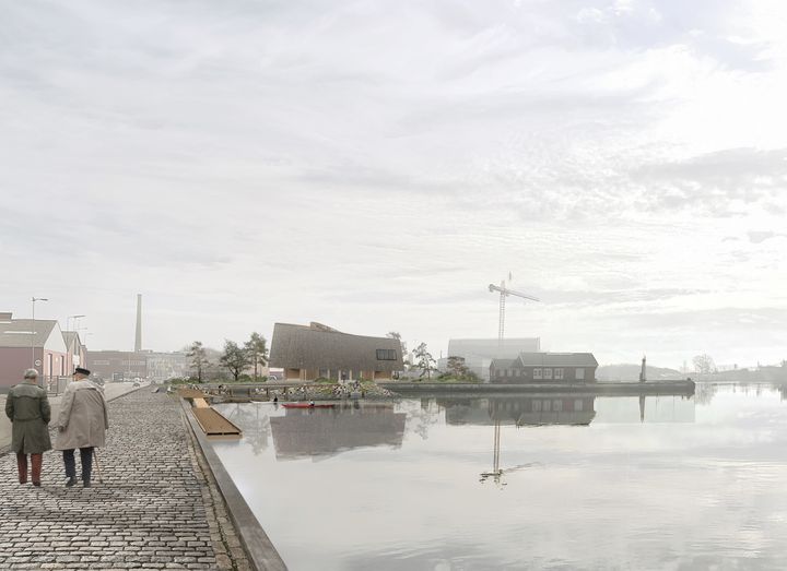 Illustration af VANDVID på Midtermolen ved Nordre Havnevej på Assens Havn.