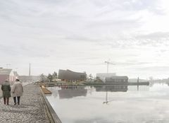 Illustration af VANDVID på Midtermolen ved Nordre Havnevej på Assens Havn.