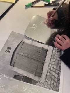 Forberedelser til Aftryk af byen-udstillingen.