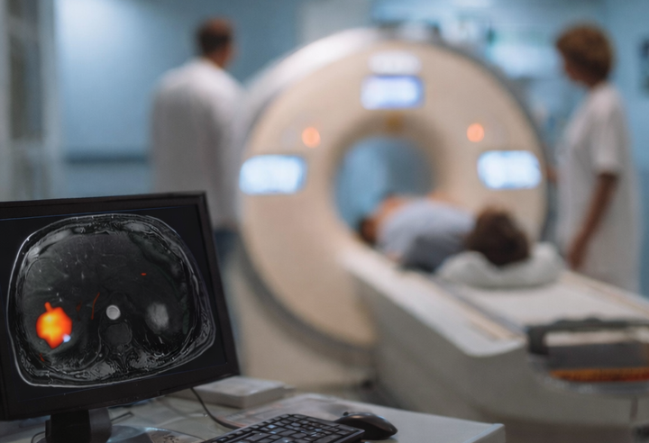 Forskningsprojektet MIRAQLE skal gøre det muligt at se kræftaktivitet tidligt ved at bringe en ny type kvanteforstærket MR-teknologi ind i klinikken. Billedet er genereret med AI