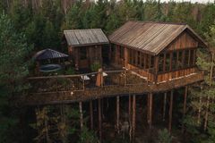 Bo i en hytte blandt trætoppene, Skyland Cabin.