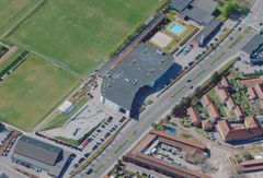 Luftfoto af området omkring Birkerød Idrætscenter.