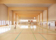 Visualisering af hallen indefra, hvor transparens og åbenhed skaber visuel sammenhæng mellem Hal 3, "gaden" og de udvendige arealer. Samtidig skal det sikres, at vinduerne kan mørklægges.