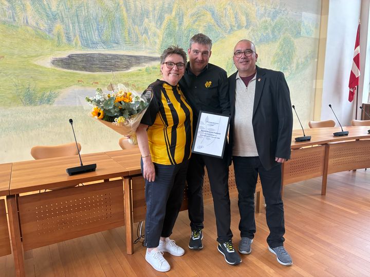 Borgmester Ann Sofie Orth, Fomand for Skjold Birkerød Henrik Sloth-Ollendorff og bestyrelsesformand for DBU Sjælland Jakob Koed.