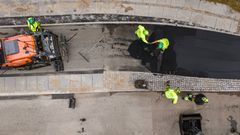 Asfaltarbejdet set oppefra