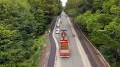 Asfaltarbejde på den nye cykelsti på Hørsholm Kongevej
