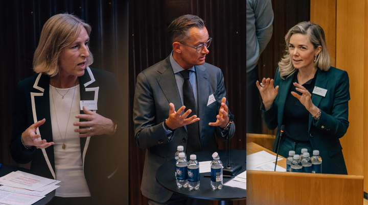 Dorrit Brandt, Formand for Finansforbundet, Jan C. Olsen, adm.direktør EY og Christina Kjær, Forskningschef, Erhvervslivets Tænketank ved præsentationen af den nye rapport "Bestyrelser i forandring" ved et lukket arrangement tidligere på ugen.