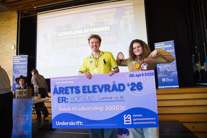 Elevrådet på Horsens Gymnasium & HF der modtager prisen for Årets Elevråd på DGS Landsmøde 2026