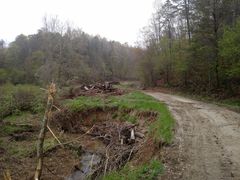 Ødelagt vandløb i Lawrence County. Før genopretning.