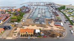 Dronefoto af Juelsmindes havneområde