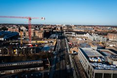 Dronefoto af bydelen Kirkebjerg i 2022