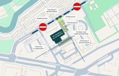 Kort over arbejde samt spærring på Kløvermarksvej