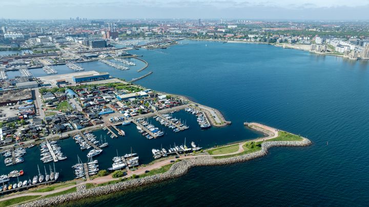 Fiskerihavnen ud til Svanemøllebugten hvor molen skal udvides for at gøre klar til tunnelbyggeri til Svanemøllen Skybrudstunnel.
