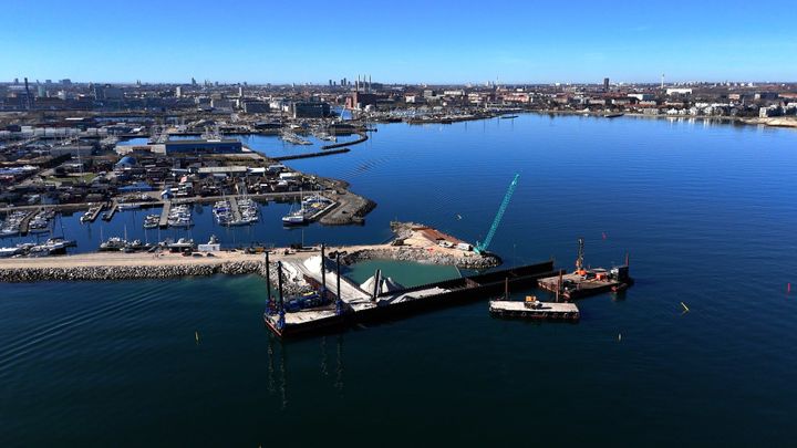 En af de første byggepladser til etableringen af Svanemøllen Skybrdustunnel ligger i Nordhavn i København.
