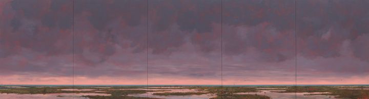 Michael Kvium, Wetland, 2024, 240 x 900 cm (5 parts), oil on canvas, foto Anders Sune Berg