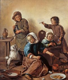 Jan Steen, Børnenes måltid, ca. 1665, Nivaagaards Malerisamling