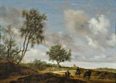 Salomon van Ruysdael, Landskab med falkejægere til hest, 1648. Nivaagaards Malerisamling