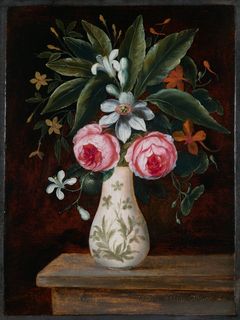 Catharina Ykens II (1659–efter 1689), 'To blomsteropstillinger I', ca. 1687-1688? , Nivaagaards Malerisamling (Olie på træ, 23,2 x 17,2 cm) / Catharina Ykens II (1659–after 1689) 'Two Still Lifes with Flowers I', c. 1687-1688?, The NIvaagaard Collection (Oil on panel, each 23,2 x 17,2 cm)