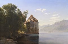 Janus la Cour, Slottet Chillon ved Genfersøen, 1876. Nivaagaards Malerisamling