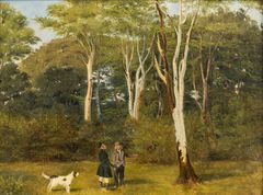 Roed Jørgen, Træer vises ud i skoven, u.å. Nivaagaards Malerisamling