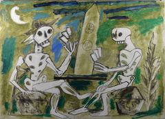 Richard Winther, Wie spiller kort med sin ubekendte medlogerende på Assistens Kirkegård, 2004. Privateje. Foto © Richard Winther