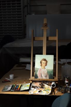 Elisabeth Jerichau Baumans (1819-1881) 'Portræt af Margrethe Lehmann (1846-1918), ca. 1853, under restaurering på Kunstkonserveringen.