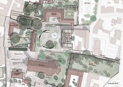 Plansnit af de planlagte ændringer i Domkirkekvarteret, tegning: Marianne Levinsen Landskab ApS