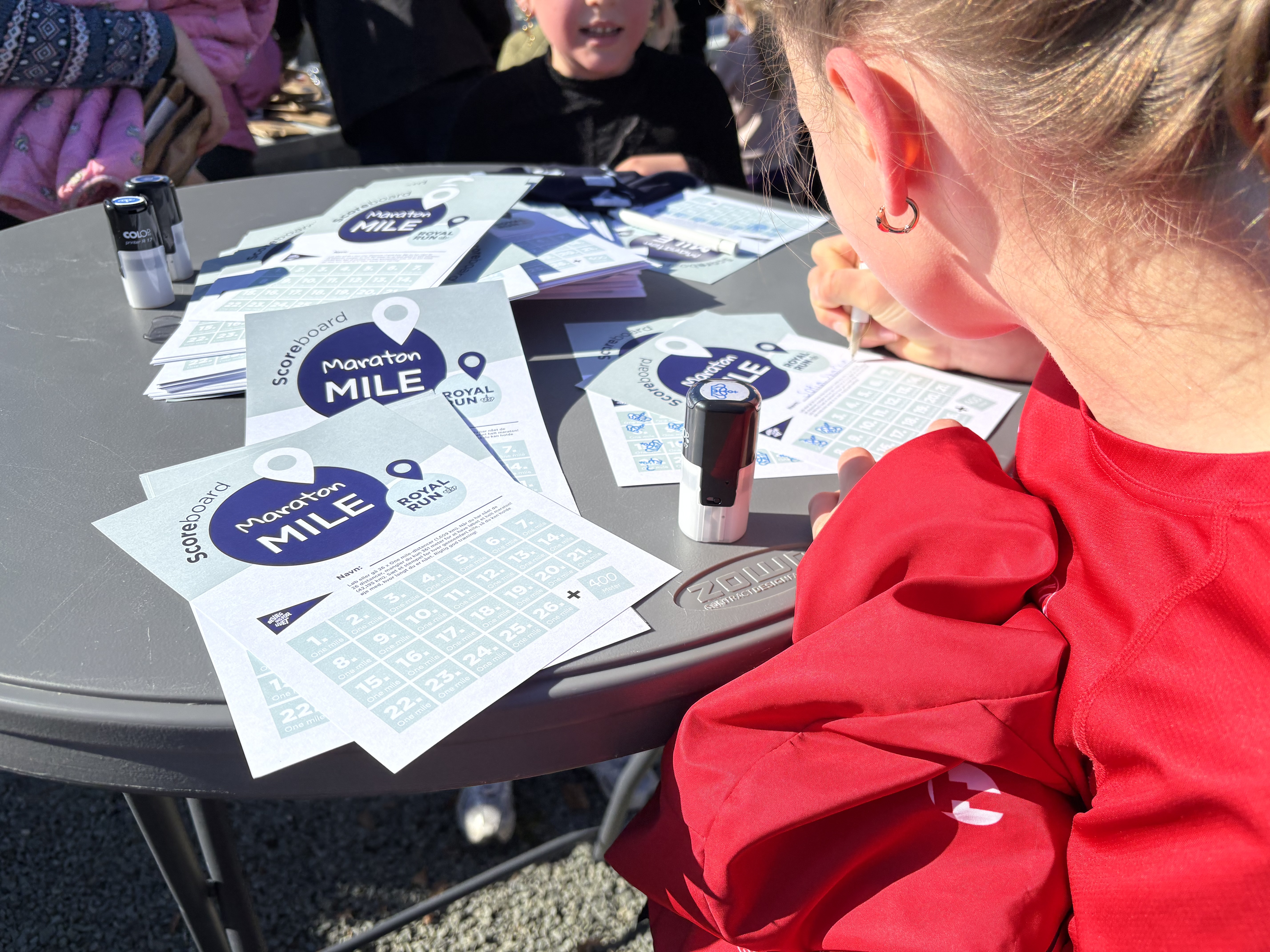 Med stempel eller kryds på dit scoreboard kan du holde styr på, hvor tæt du er på at gennemføre en maraton mile.