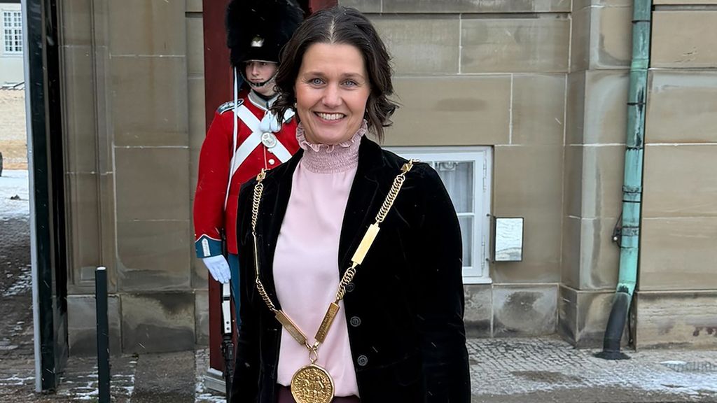 Borgmester Katrine Fusager Rohde iklædt den tunge borgmesterkæde til nytårskur hos regentparret den 5. januar 2026.