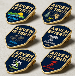 Til hvert One Mile-løb får deltagerne en særlig pin. Gennemfører du alle seks løb, har du en komplet samling – og ikke mindst har du været en del af fællesskabet.