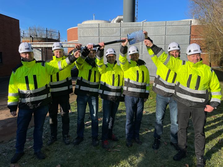 A picture from when Estech cut the first sod on the new plant back in March 2023
