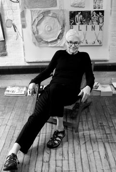 Photograph of Alison Knowles in her Studio, 2022, Courtesy of Alison Knowles Studio.