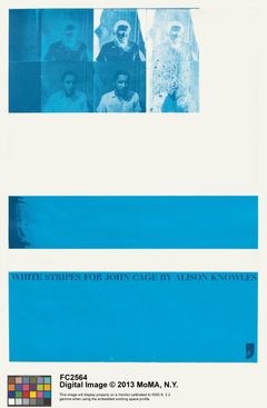 White Stripes for John Cage, 1967, printed 1968, offset lithograph, ed. of 1,000. Courtesy of Alison Knowles and Estate of Dick Higgins.