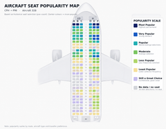 Sunclass Airlines heatmap, som viser hvilke sæder gæsterne booker mest.
